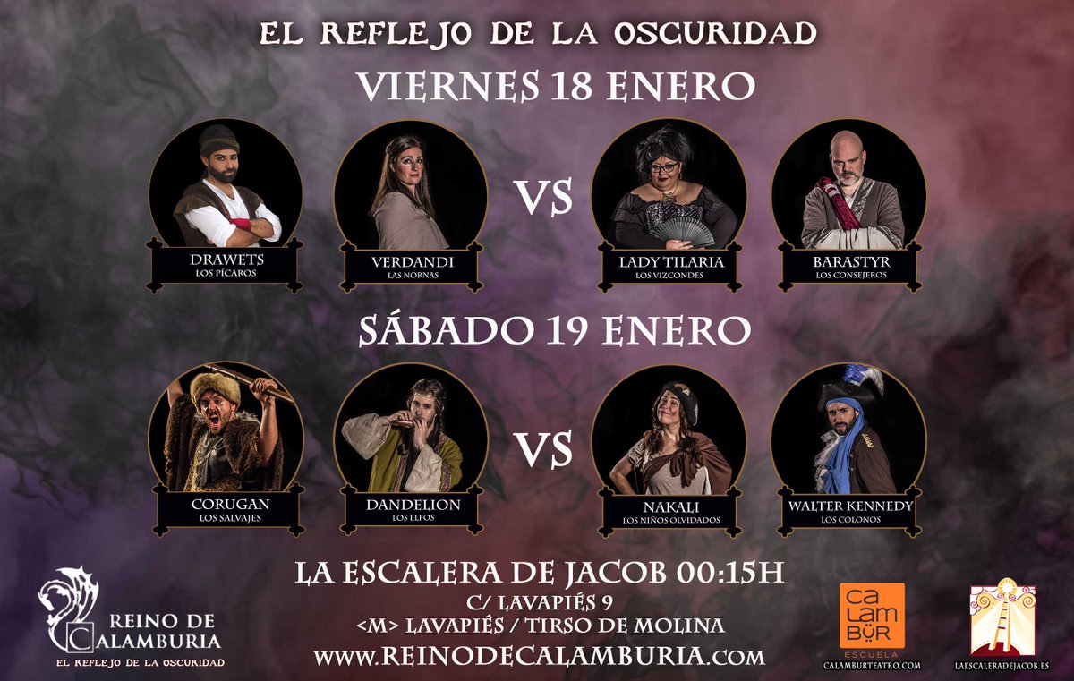 Calamburteatro's tweet photo. Este #findesemana tanto viernes como sábado no podréis parar de reír con estos dos increíbles combates de improvisación en la @escalera_jacob ¡URIA URIA! #Calamburia #impro #teatro
🎟️ https://t.co/NyxZTojUqG https://t.co/MATPbyOw13