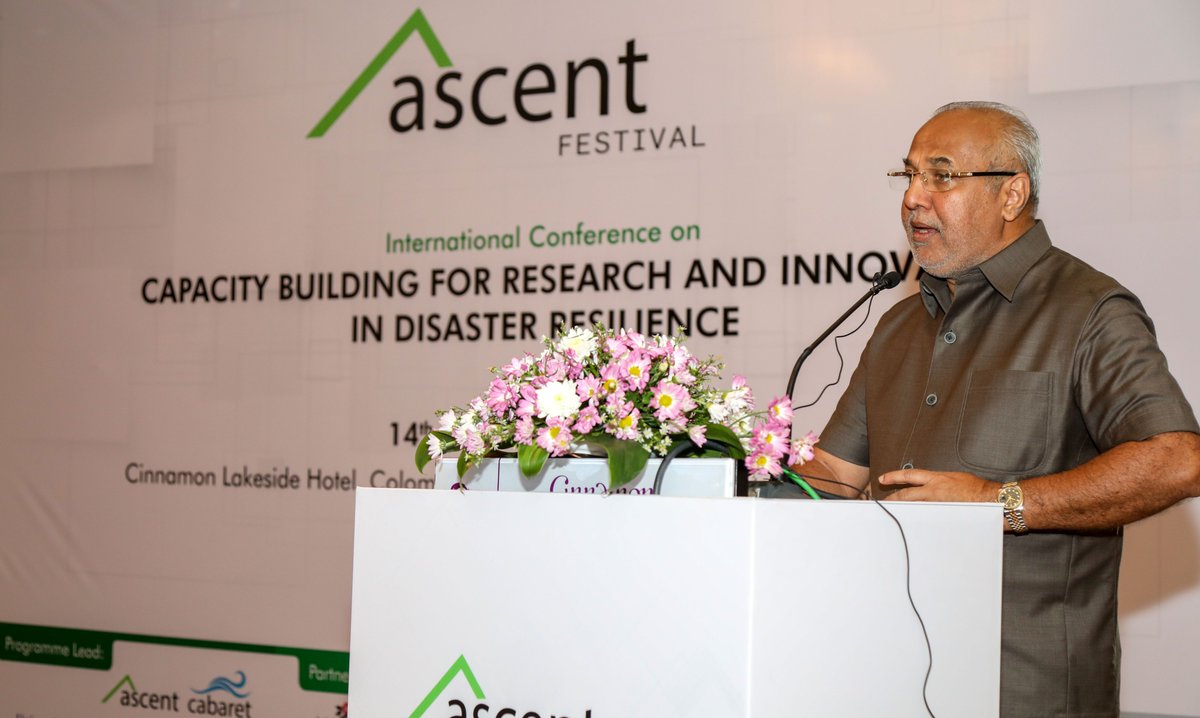 Addressing the ASCENT Festival jointly organised by @ColomboUni and @MoratuwaUni- a robust collaboration of local & international universities & industries- A timely multi-disciplinary partnerships, to help build resilient communities in SL, is highly commended venture.@UN_SDG