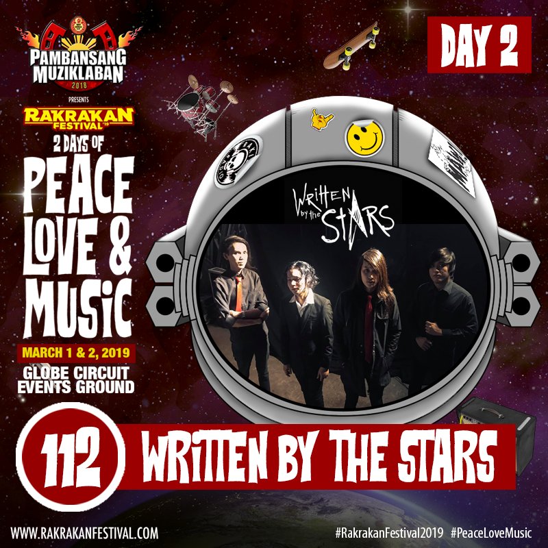 rakistaofficial's tweet photo. Ibalik ang EMO days dahil makakasama rin natin ang rising band Written By The Stars sa Rakrakan Festival day 2- Peace stage! Laslasan na to! \m/ #RakrakanFestival2019 #PeaceLoveMusic #WrittenByTheStars https://t.co/jHJ4ZaE010