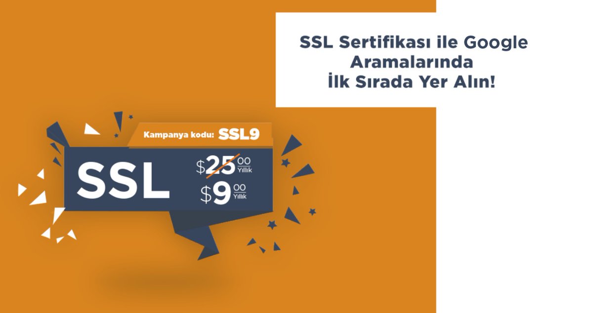 SSL Sertifikası ile Google Aramalarında İlk Sırada Yer Alın!

SSL ile web sitenizi güven altına almak için hemen tıklayın; goo.gl/xb2t9m

Kampanya kodu: SSL9
*Kampanya kodunu sepette indirim kodu kullan kısmına ekleyerek indirimden yararlanabilirsiniz. 

#aradığınbizde