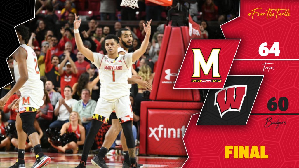 [ Final ] *deep breath*  

#19 #Terps: 64
Wisconsin: 60

#FearTheTurtle