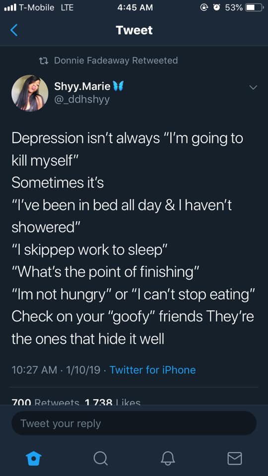 Tyler_Avant's tweet photo. I saw this picture today and had to save it, as it accurately describes depression and what it does to people https://t.co/tLteDOHBT8