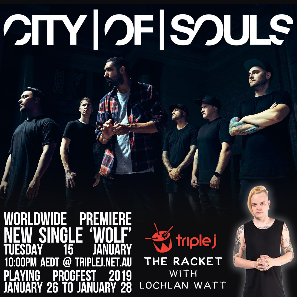 ✨Our Auckland bred alternative-post powerhouse <a href="/TeamCityOfSouls/">CITY | OF | SOULS</a> will be premiering their new track 'Wolf' TONIGHT worldwide with Lochlan Watt on @triplejracket✨Tune in from 10pm AEDT @ triplej.net.au! Only 11 more sleeps until PROGFEST✨Tix ➤ wildthingpresents.com/tickets