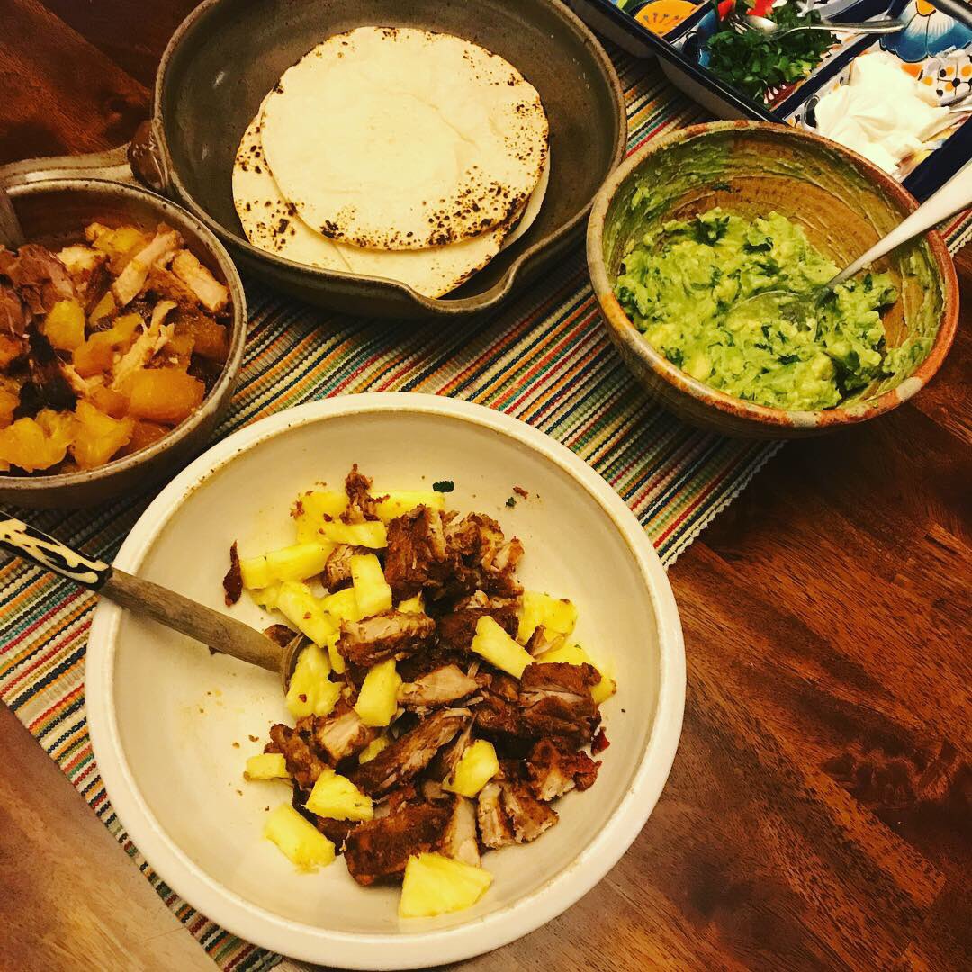 guacamoleamonth's tweet photo. No tomato = avocado spread #alpastor #notguacamole #whatsfordinner #tacos https://t.co/5RK4cjC1vD