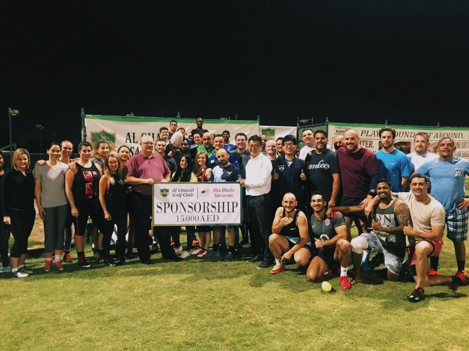 ADSaracensRugby's tweet photo. Last nights training was made that bit better by @AlGhazalAD Our Sarries family is incredibly grateful for this sponsorship and for this pitch we call home. Thank you Al Ghazal for your team, your grounds and all your support! We would truly be lost without you ❤️🖤 #uaerugby https://t.co/52Y5bTZKOI