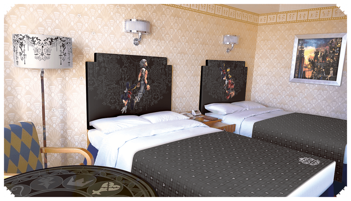 Nova_Crystallis's tweet photo. Tokyo Disneyland will let you book a special Kingdom Hearts-themed suite. Includes KH-themed decor, a 'Kingdom Key' room key, and a special room service menu. It's available from March 26 to June 13: https://t.co/fkKgcMFnw7 (Thanks @aibo_ac7) https://t.co/kH3P6O7z6B