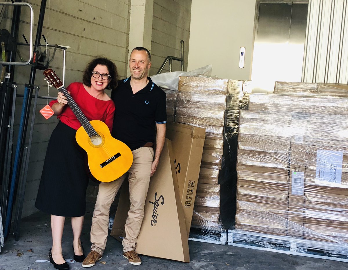 MusicaVivaAU's tweet photo. Today we received an incredible donation of 300 classical guitars from our friends at @Fender 🎸 🎶 These instruments will soon be inspiring students all around Australia. #DontStopTheMusicAU https://t.co/xblTyxRspe