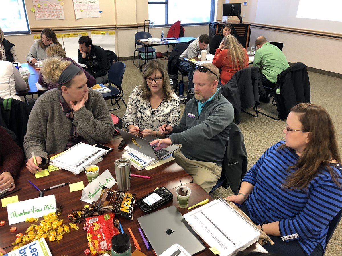 BrigLeane's tweet photo. Local schools sharing what they are implementing with each other this year. Overheard: βLetβs go visit that school - they are right down the road!β Thatβs what happens @SolutionTree βs PLC Academy hosted by @WyoEducation in @SweetwaterDist1. @marianielsenplc #atplc https://t.co/QHFOTIx0OK