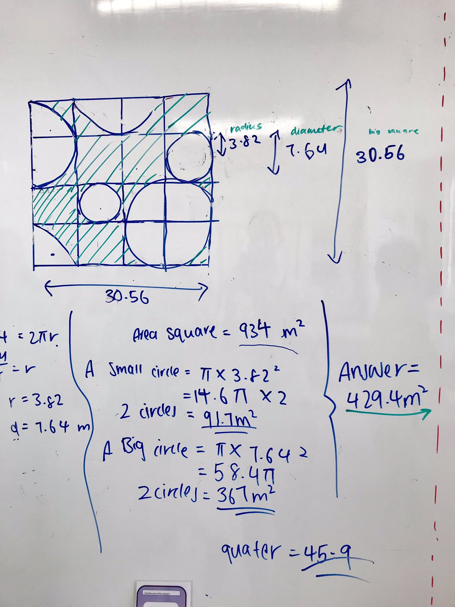 ISPMaths's tweet photo. Fantastic problem solving from Year 10 @ispKL mathematicians. Showing good depth of understanding with the area and perimeter of circles. #engaging #mathchat #ukedchat @mrbartonmaths @DrFrostMaths @UKMathsTrust #tesmaths https://t.co/QYWUQWDwMd