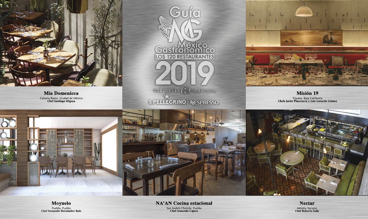 Bienvenidos <a href="/MiaDomenicca/">Mia Domenicca</a> <a href="/Mision_19/">Mision19</a> <a href="/moyuelorest/">Moyuelorest</a> #NAANpuebla <a href="/nectarmerida/">Nectar</a> Guía #MéxicoGastronómico 2019 #Los120mx felicidades #CulinariaMexicana