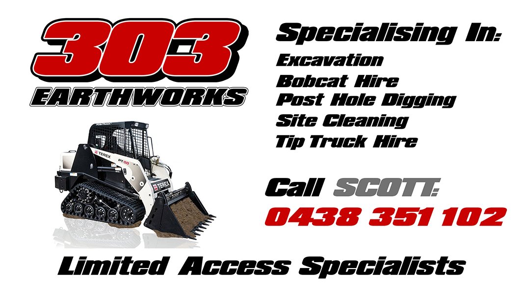 303 Earthworks - Excavation Bobcat Tipper Hire in Geelong
#303Earthworks #Excavations #BobcatandTipperHire.
Specialising in: #BobcatHire #SkidSteerHireinGeelong, #TipTruckHire, #PostHoleDigging, #Concreting, #SiteCleaning
greatergeelong.net.au/lara/303-earth…