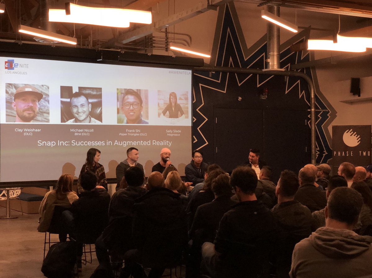 The first #AWENiteLA was a packed house 🙌 Shout out to the #AR speakers @frankshi3d, Michael Nicoll, Sally Slade + Clay Weishaar

#augmentedreality #losangeles #kickingitoff