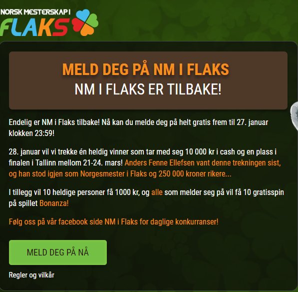 KONKURRANSE: NM i Flaks er i gang.
Meld deg på gratis i konkurransen der du kan vinne 250.000 kr.
coolbet.com/no/nm-i-flaks
RT og fortell oss fotballaget du mener har mest flaks akkurat denne sesongen.
Vi trekker 3 stykker som får oddsbonus i kveld.
#casinoonline #Norge