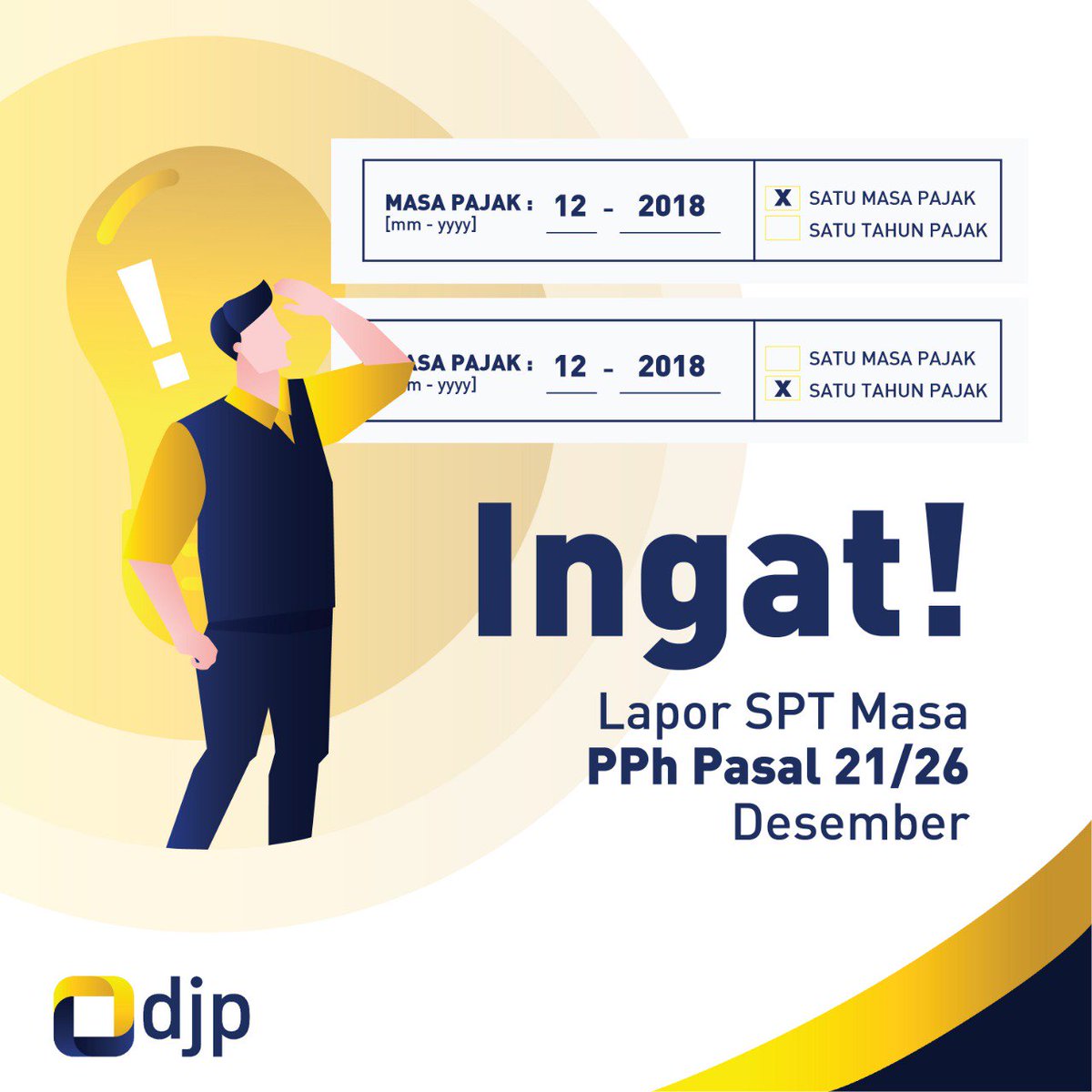 pajakserpong's tweet photo. Selamat Siang #KawanPajak 😄

Jangan lupa ya untuk melaporkan SPT Masa PPh Pasal 21/26 Desember.

SPT Masa Nihil PPh Pasal 21/26 Desember pun tetap harus dilaporkan.

Geser kiri untuk info lebih lanjut ☺️ #sptmasa
#sptmasapph
#sptmasanihil
#PajakKitaUntukKita https://t.co/eGeXz8juG1