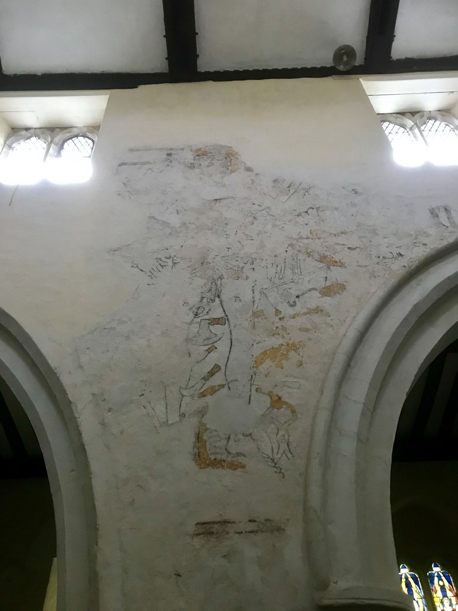 SteveTrow's tweet photo. “The Sabbath Breakers” also @ St Andrews, #NetherWallop. An instructive C15th painting, showing Christ’s body injured by the trade tools of sinners who work on a Sunday.  Images added to National Heritage List for England https://t.co/AsYCIZnC9Z #ListEngland via @HistoricEngland https://t.co/0G8yhGa8km
