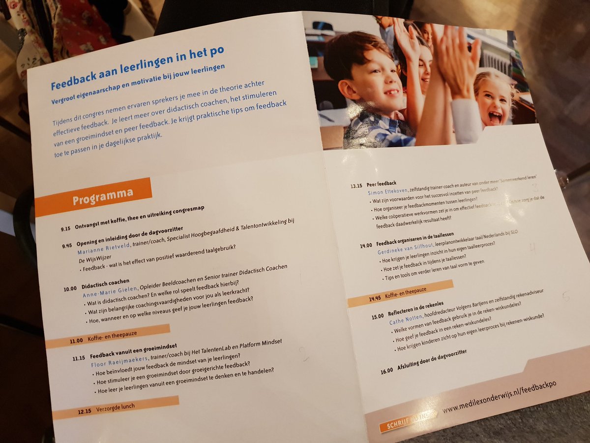 TalentenLab's tweet photo. Vandaag spreekt onze trainer Floor over groeigerichte feedback op het Medilex Onderwijs congres 'Feedback aan leerlingen in het PO'.
Met o.a. @DeWijsWijzer als dagvoorzitter. https://t.co/P5ErRXlR45