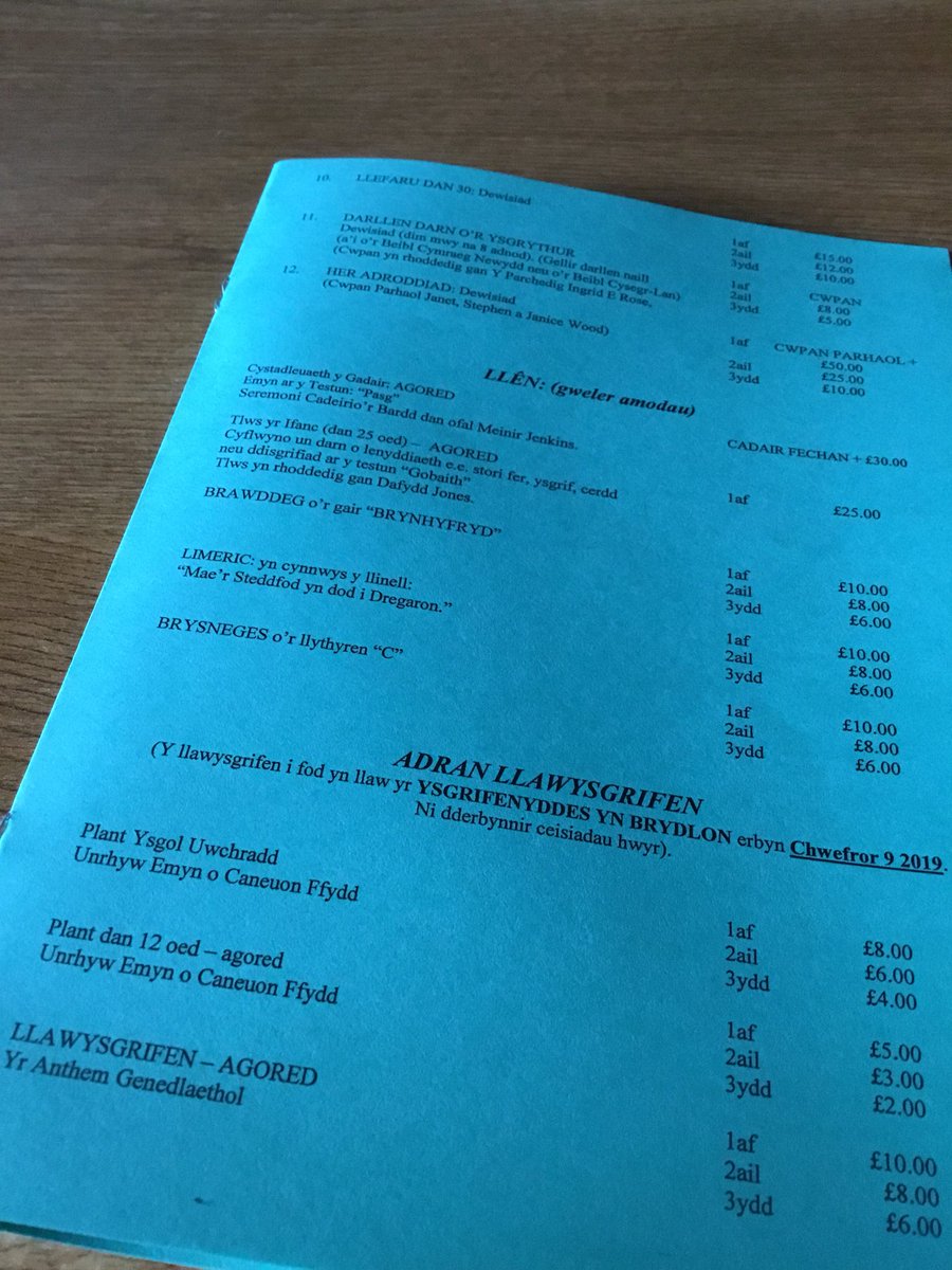 egswyddffynnon's tweet photo. Eisteddfod Swyddffynnon yn agoshau 22 Chwefror 2019. Cystadlaethau llenyddol a llawysgrifen yn cau 9 Chwefror 2019. Ewch ati i gyfansoddi neu sgwennu! https://t.co/OcL9HHl9hZ