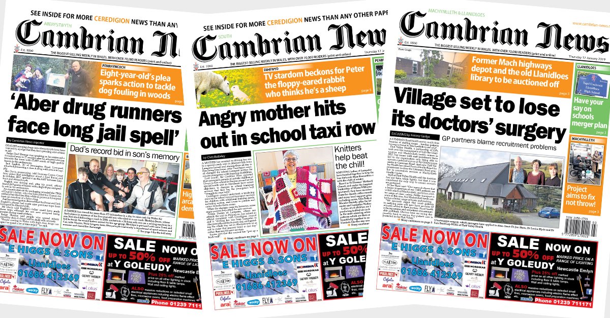 CambrianNews's tweet photo. 📰 Here's a quick look at this week's South Ceredigion, Aberystwyth and Machynlleth &amp; Llanidloes papers - on sale tomorrow https://t.co/Z5Bkg7kv0E