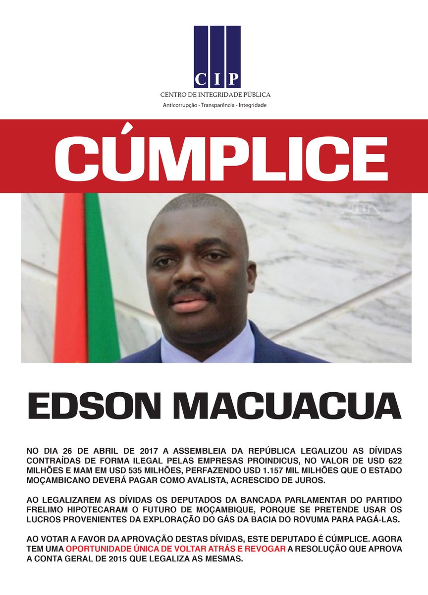 CIPMoz's tweet image. Partilhe a campanha do CIP.

#CÚMPLICE #EUNÃOPAGODIVIDASOCULTAS