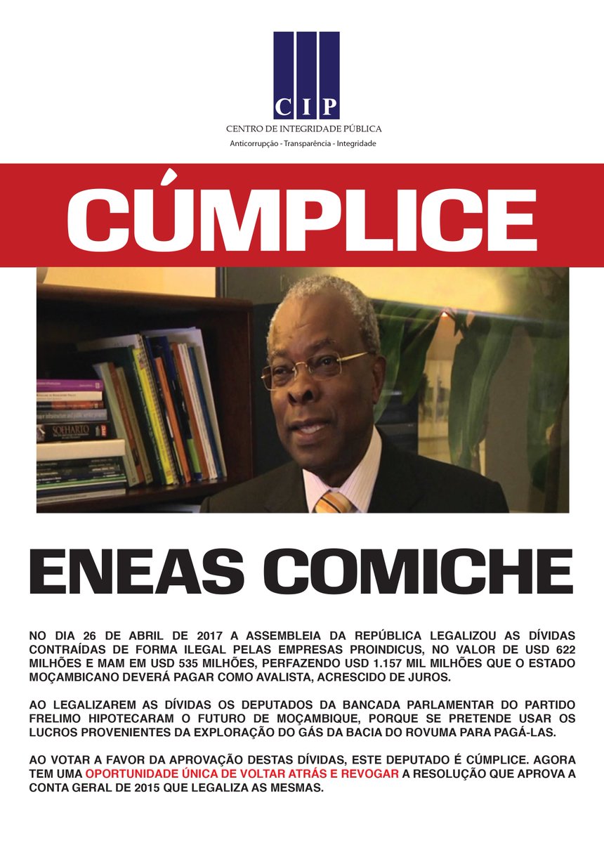 CIPMoz's tweet image. Partilhe a campanha do CIP.

#CÚMPLICE #EUNÃOPAGODIVIDASOCULTAS