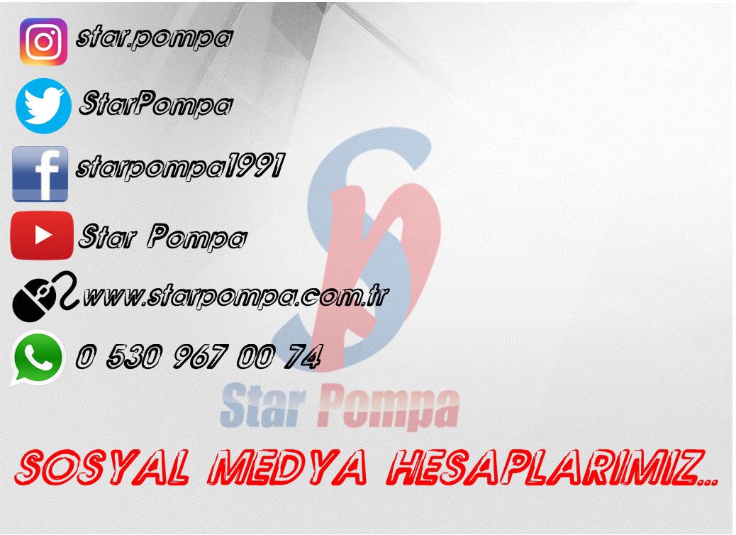 ⬇Bize Sosyal Medya'dan Ulaşın⬇

FaceBook: facebook.com/starpompa1991/

İnstagram: instagram.com/star.pompa/?hl…

Twitter: x.com/StarPompa?lang…

YouTube: youtube.com/channel/UCP3Vl……