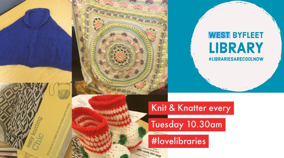 WestByfleetLib's tweet photo. Here are some of the #amazing creations from our #knitandknatter club today. A lovely #poncho #ChristmasBooties #crochetedblanket. We meet every #Tuesday at 10.30am in the library. #lovelibraries #librariesarecoollibraries #knittingisfun https://t.co/oUSvF7xSTQ