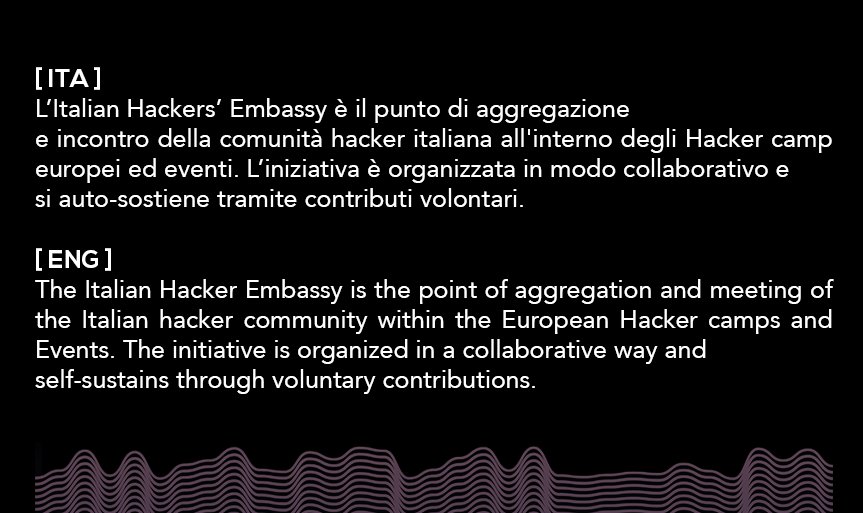 NeXt Event: 21/08 - 25/08 2019 @ CCC CAMP 

-&gt; Let's keep in touch! &lt;-

Telegram Chat bit.ly/IHEtelegram
Facebook Page bit.ly/IHEfbPG
Facebook Group bit.ly/IHEfbGroup
Slack Chat bit.ly/IHEslackChat