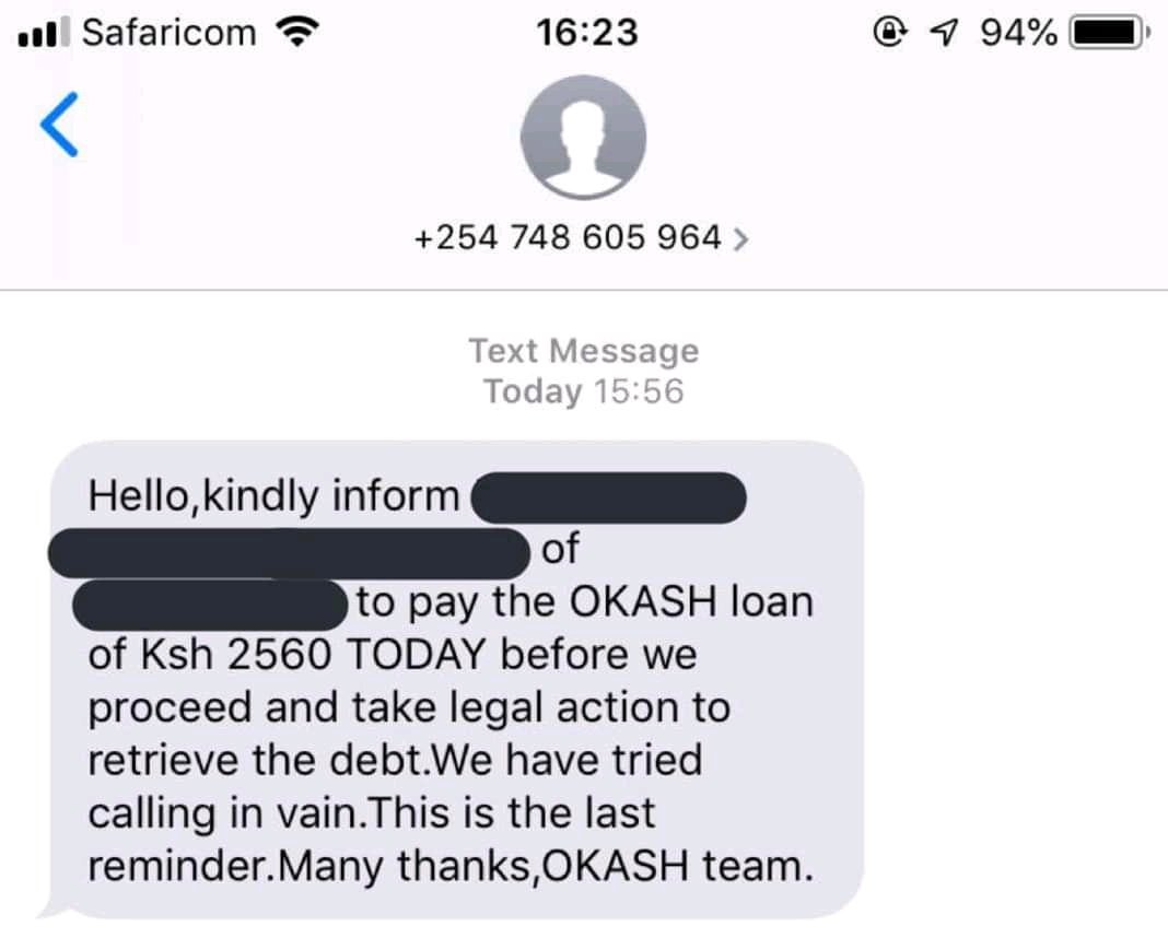 OKASH, which under their ToS is allowed to contact a defaulters next of kin  https://twitter.com/PeggyMMwanza/status/1081589258018795520?s=19, also requires you to first give them access to your photos, media and files. Why? Is this Instagram? OKASH is the definition of Bad Business Ethics.