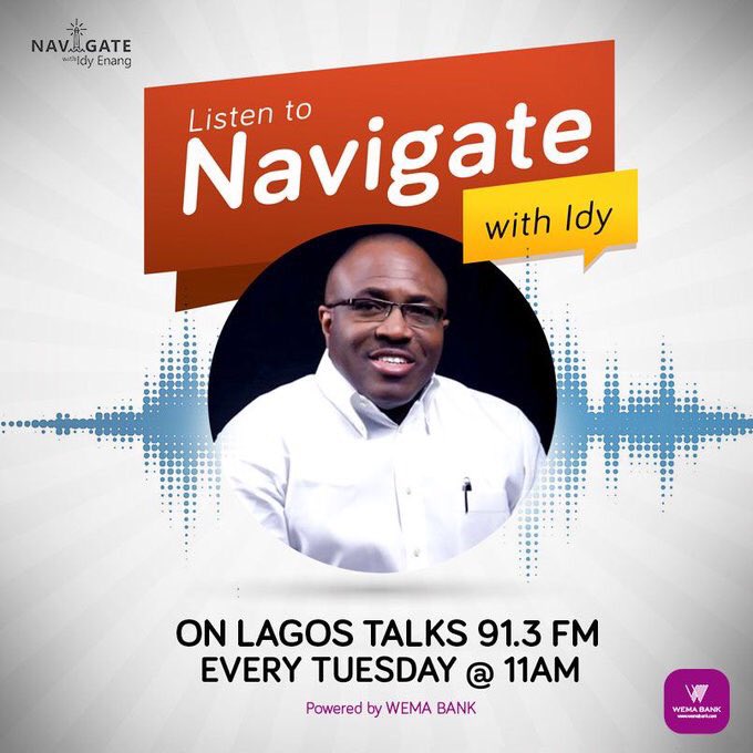 wemabank's tweet image. Don’t forget to join @IdyEnang at 11am today on Lagos Talks, @LagosTalks913 as he shares his vast knowledge on leadership, brand building and other topics. 

#navigatewithidy #wemabank