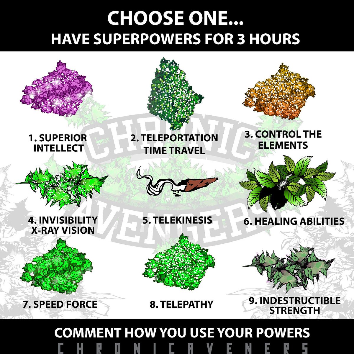 The chroniCAvengers - you have superpowers for 3hrs.. #weedsmoker #weedbogota #weedlover #weedpraylove #marihuana #hemp #highaf #tabogo #ganjah #fumaganjah #chill #weedhumor  #bluntculture  #cannabisarmy #ganjadaily #ganjagirl #ganjalife #cannabisdaily #420allday #420daily