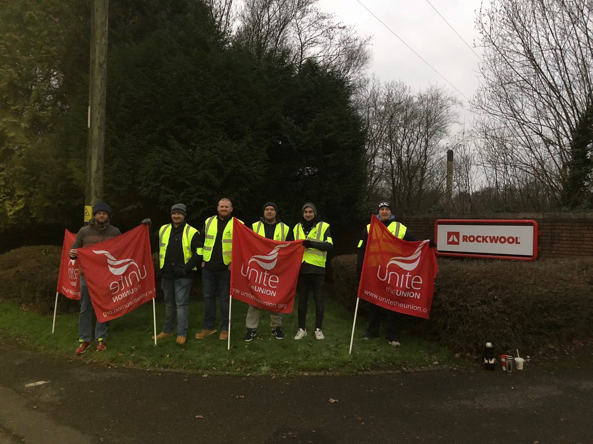 Day 2 of 48 hour strike action by unite members at Rockwool Bridgend company record profits not reflected by adequate pay offer.
