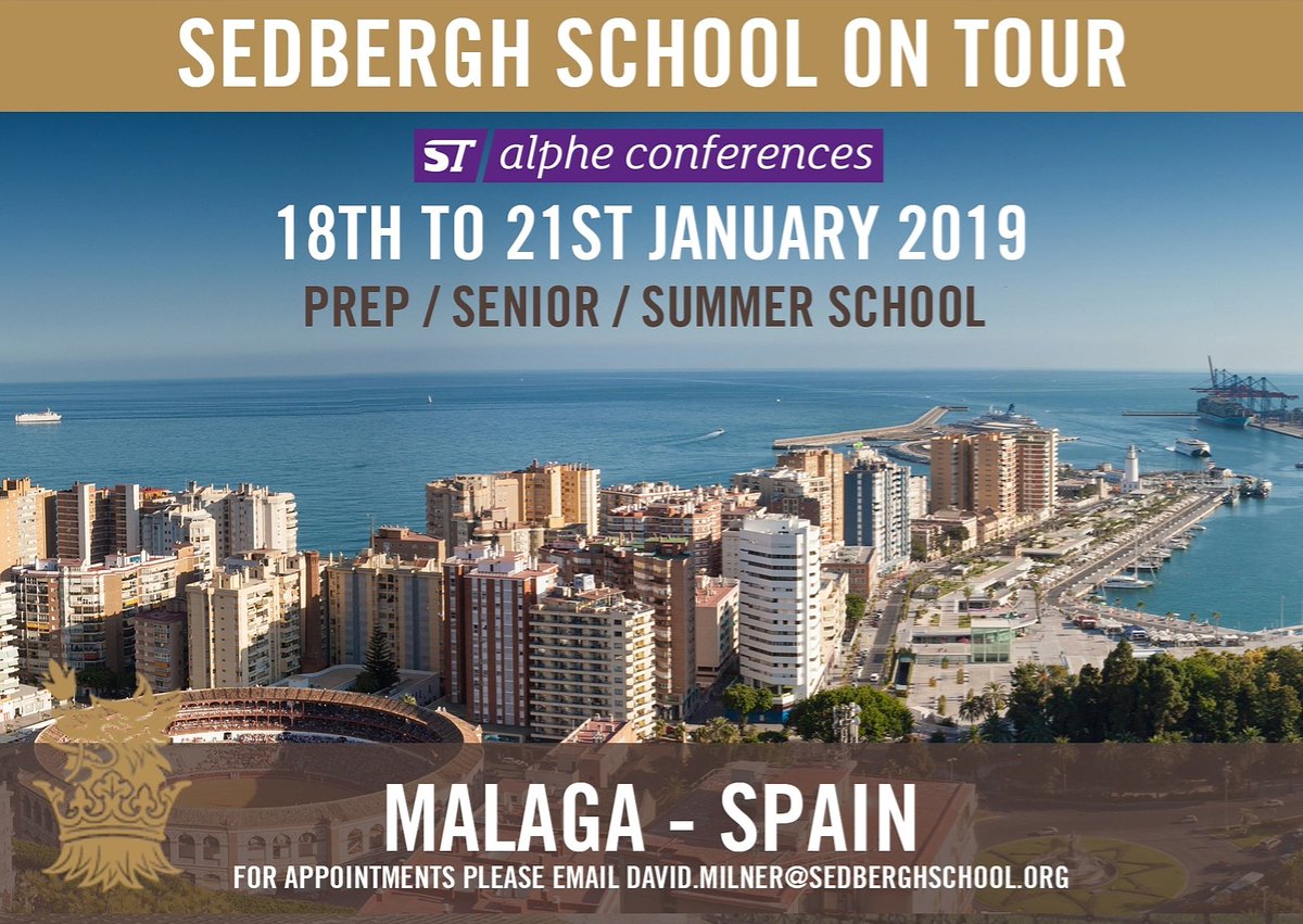 MarketingMilner's tweet photo. The Sedbergh tour continues - looking forward to attending the first ST Alphe Conference of 2019 in Malaga. It is going to be a busy few days with over 30 appointments confirmed. #agents #stalphe #alpheconference #sedberghsummerschool #sedberghschool #malaga #spain #recruitment https://t.co/3Us7wyWyUB
