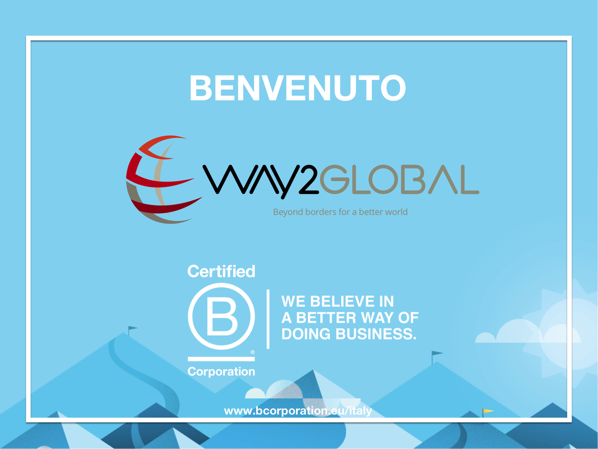 BCorpItalia's tweet photo. Un grande benvenuto tra le #BCorp a @way2global! Congratulazioni!
#BtheChange #ReinventingBusiness #PeopleUsingBusinessAsAForceForGood https://t.co/NZnEqsnF8b