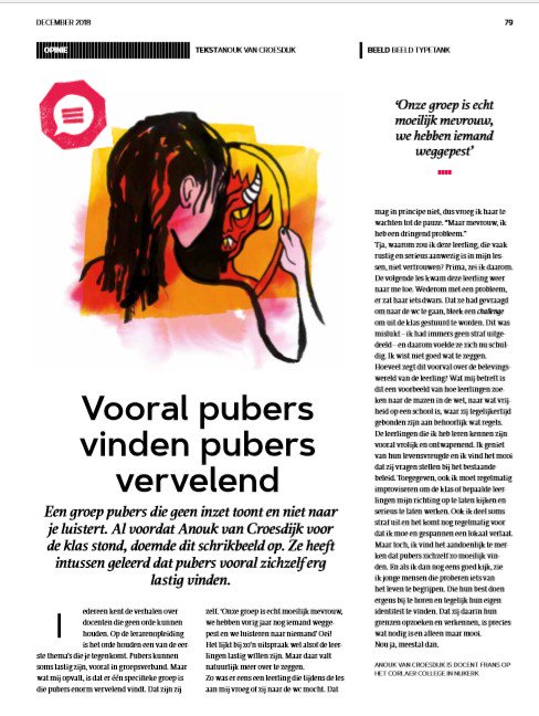 Our French teacher Anouk van Croesdijk observes how teenagers mainly find themselves challenging in her article in national education magazine Onderwijsblad of <a href="/AObtweets/">AOb</a>