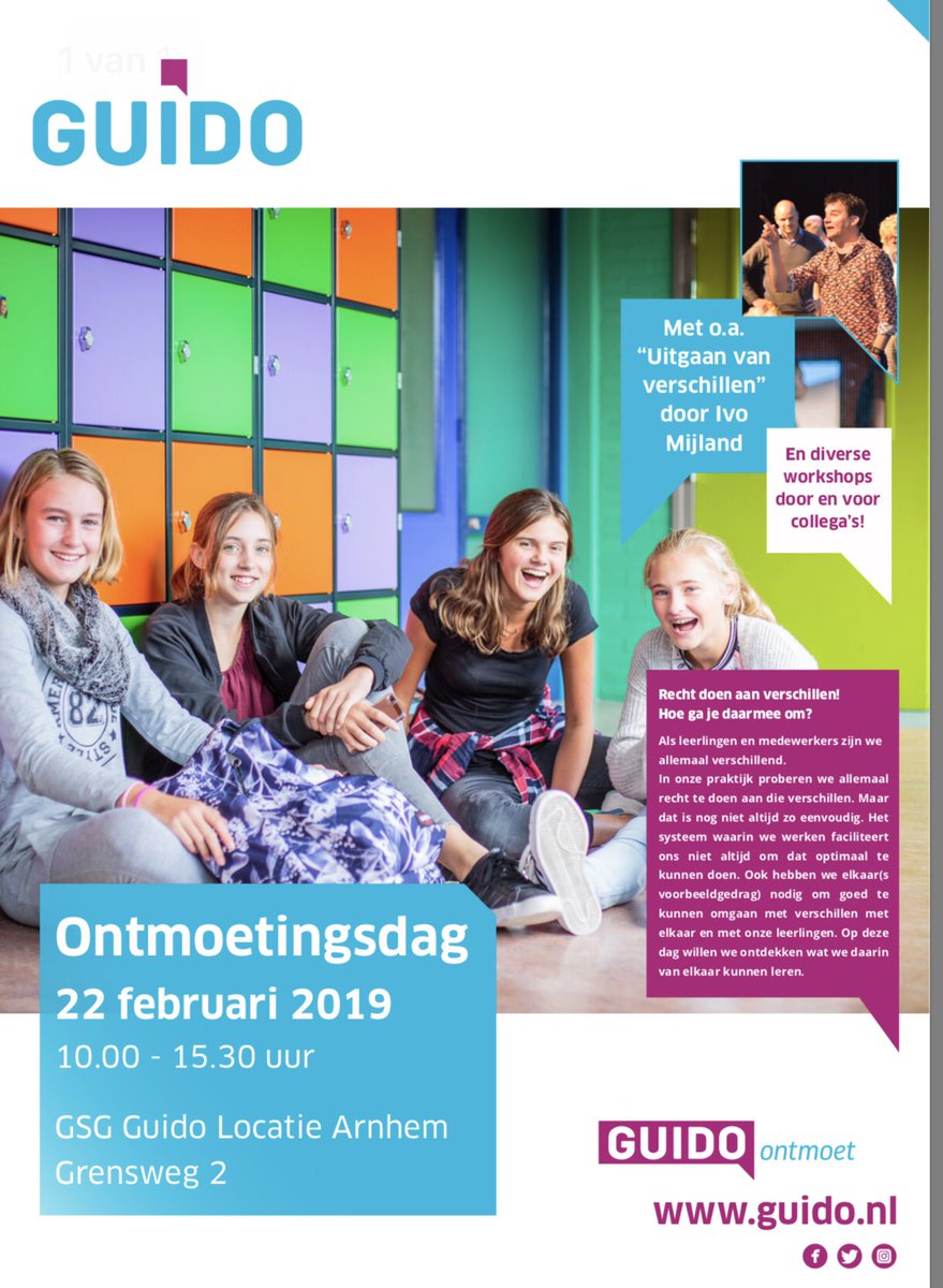 Een Ontmoetingsdag voor medewerkers van GSG Guido! Voor en door collega’s. Met <a href="/ivomijland/">Ivo Mijland</a> als spreker! Over uitgaan van verschillen. Zien we je dan?