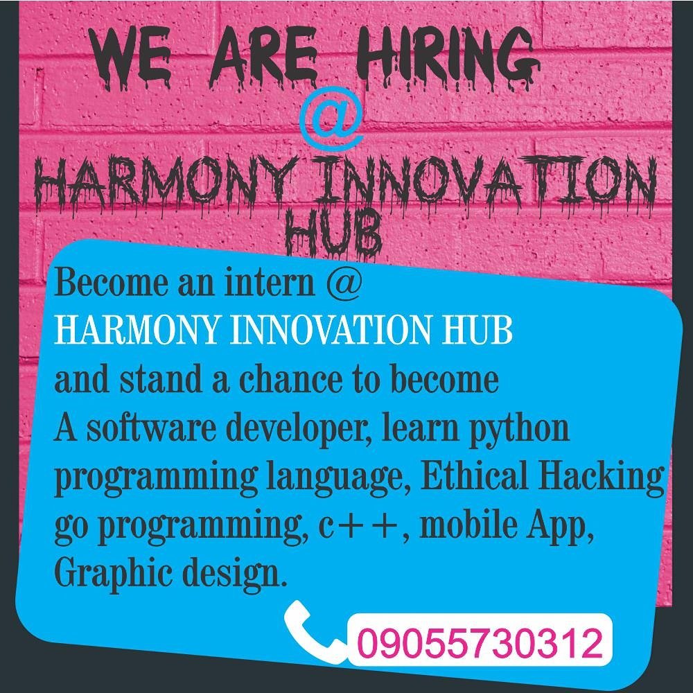 _HIHub's tweet photo. The offer is still open to become an intern @harmony innovation hub and get all these benefits without paying a dime. Grab this opportunity guys. @nitdanigeria @abujaenterpriseagency  @tatafonaija @_hihub @nysc_9ja @9ja_corpers @nysc_diary #intern #internship #python #coding # https://t.co/hCLCFf0AFv