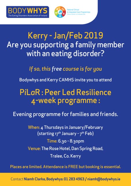 Are you supporting a family member/friend with an eating disorder in #Kerry? We're heading to #Tralee on Thursday, Jan 17th. Book your free place now.