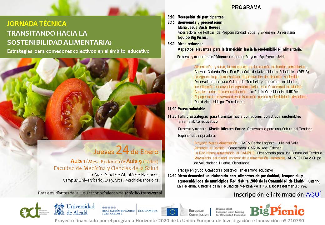 ¡¡NECESARIA INSCRIPCIÓN PREVIA PARA LA JORNADA TÉCNICA DEL 24 DE ENERO (Big Picnic UAH)!!: bit.ly/2DaGUlH