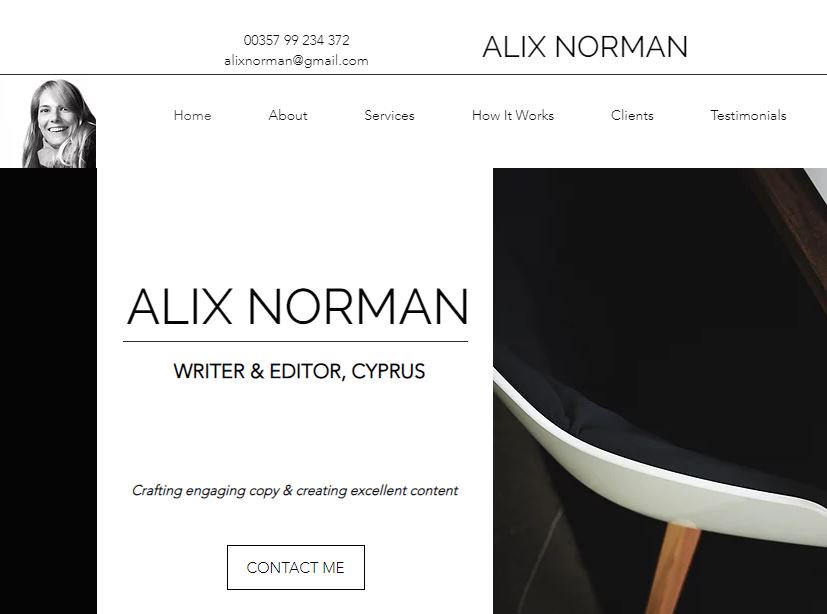 Quietly proud to be launching my freelance website today, alixnorman.com! Do please have a look at bit.ly/2HbP15t – every click helps. Thank you!
#writer #editor #Cyprus