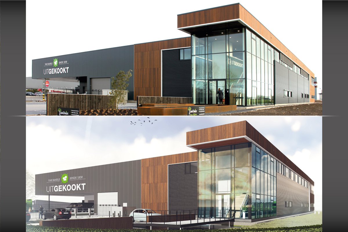 Het nieuwe bedrijfspand van UITGEKOOKT in IJsselmuiden is inmiddels volop in gebruik. Mooi te zien dat het gelukt is het gebouw te realiseren in volledige overeenstemming met onze impressies