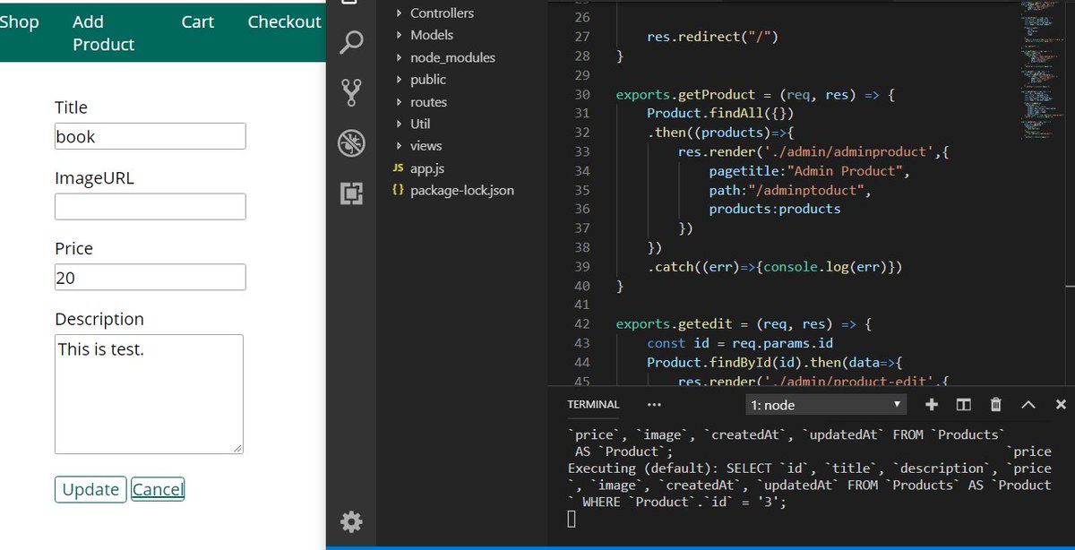 AqidaHaidari's tweet image. We learned that how works with #sequelize like #insert, #select, #update and #delete operations in #database #mysql 
@CodeToInspire  #afghangirlscode
