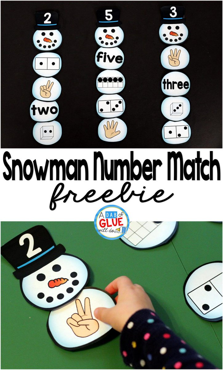 thisreadingmama's tweet photo. SNOWMAN NUMBER MATCH: Work on #numberrepresentation with this interactive snowman number match! https://t.co/97DlNYcMBw https://t.co/IIpYvYMtDv