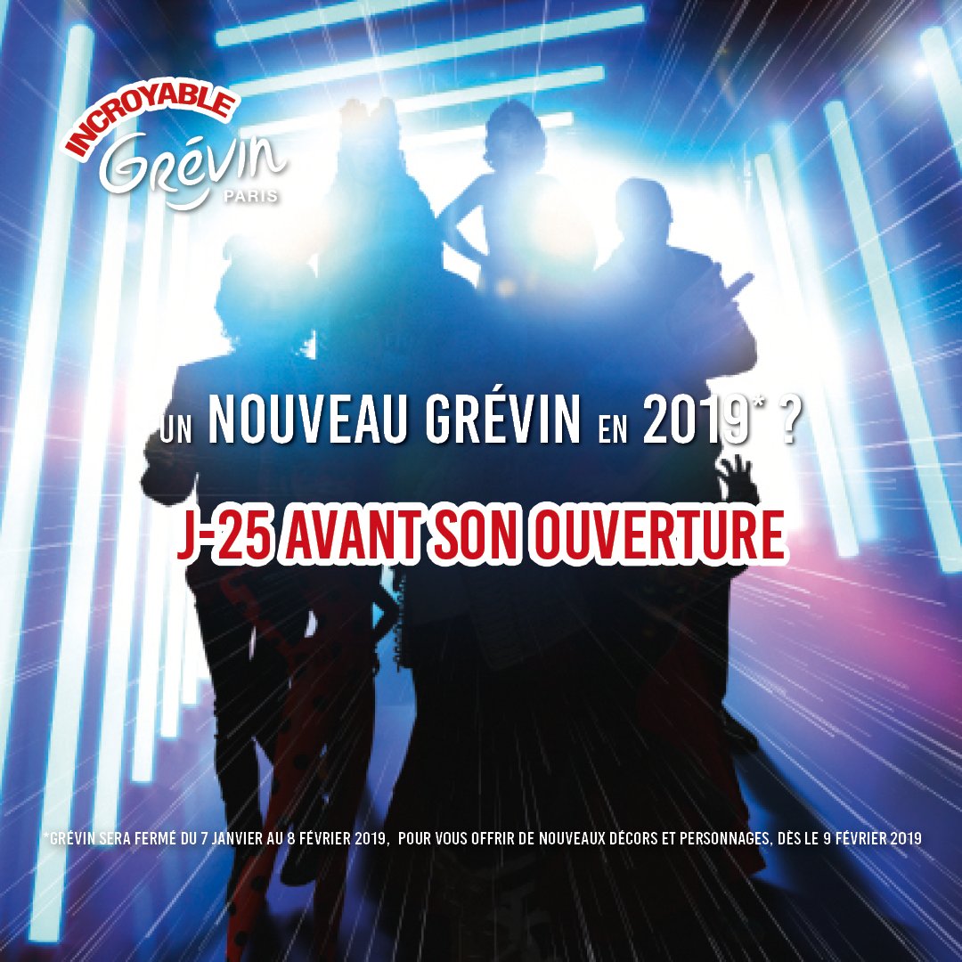 Il ne reste que 25 jours à patienter pour découvrir l’#IncroyableGrévin et son nouveau parcours de visite.

Attention Grévin est fermé du 7 janvier au 8 février 2019 inclus