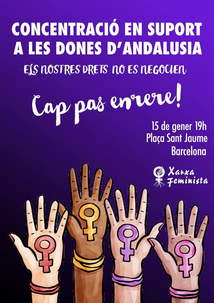 Vina a la concentració en suport a les dones d'Andalusia amb nosaltres! T'esperem a les 18:30 davant la porta de la cafeteria MOKA (La Rambla, 126). Cap pas enrere ✊✊✊