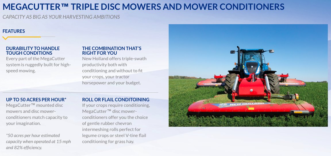 For BIG hay production you need BIG tools...&amp; the MegaCutter™ triple disc mowers &amp; conditioners paired with a <a href="/NHAgriculture/">New Holland North America</a> T7.315 Tier 4B #tractor gets the job done! Call or come by Chauvin Bros. Tractor today to learn more! agriculture1.newholland.com/nar/en-us/equi… agriculture1.newholland.com/nar/en-us/equi…