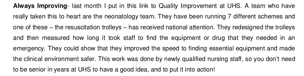 I am a teeny bit late with this post, but I am sooo proud of that the CEO of UHS has written about my project in her hospital bulletin! #alwaysimproving #qualityimprovement #UHS #neonatalnursing