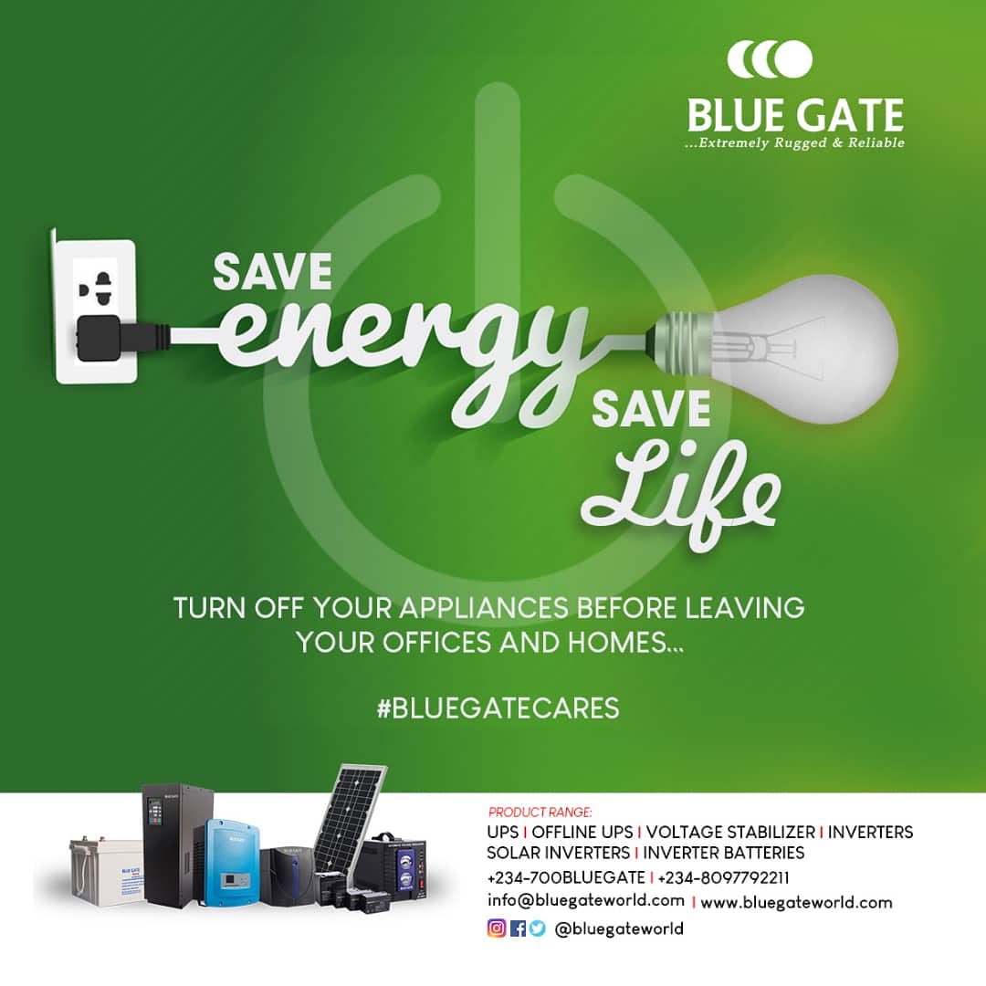 bluegateworld's tweet photo. #TipTuesday
Save energy! Save life!!
Turn off your appliances before leaving your offices and homes... #BLUEGATECares
#BLUEGATE!
#LightUninterrupted!!
#ExtremelyRuggedAndReliable!!! https://t.co/Q5M68aZu6q