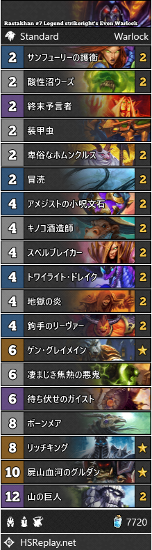 ট ইট র Ahirun Neckjhh がレジェンド7位を獲得した偶数ウォーロック 特にハンターで採用されている追跡術 死にまね 秘密の計画等を破壊できるガイストを採用 環境に増えたハッカードルイドにも非常に有効です デッキコード等 Https T Co