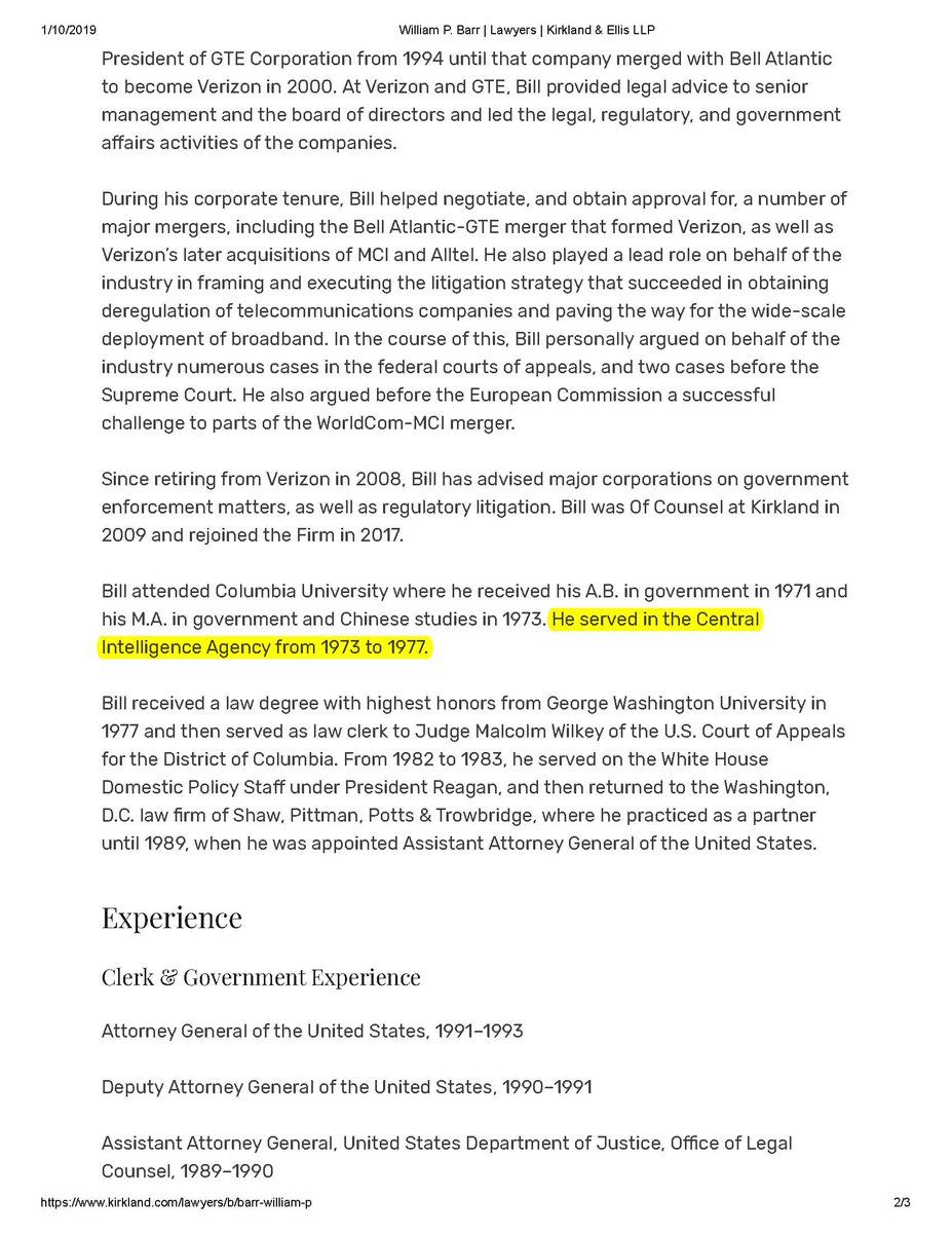 5. In my closer look at Bill Barr I noticed something in his bio that I didn't previously know. He was in the CIA during the period of the Watergate investigation and through the Church hearings.