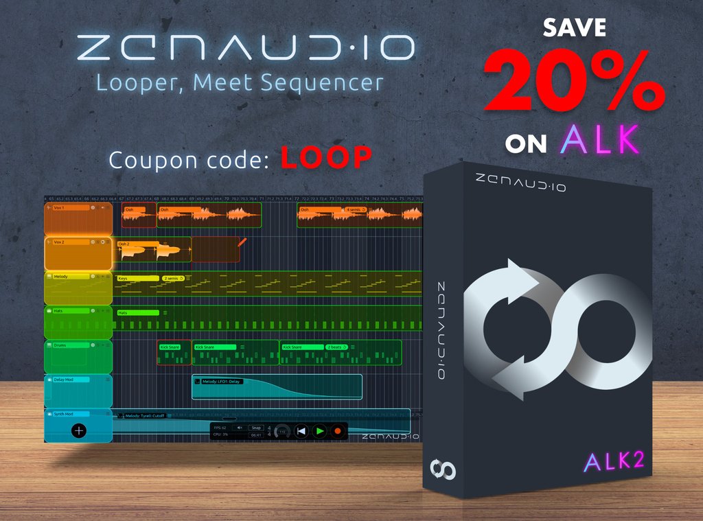 zenAudioALK's tweet photo. Big savings through January on ALK2! Use coupon code LOOP at the checkout to activate your 20% discount and see how arranged-live-looping can transform live performances - https://t.co/pVx0PhiqWc#livelooper #livelooping #looppedal #loopingapp #daw  #songwriting #songwriter https://t.co/dw2AjIdCKa